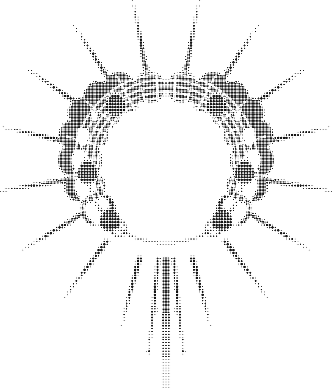 Phase ring seal: a ring of moon phases inside rays